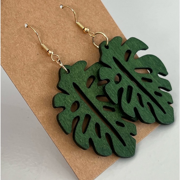 PALM EARRINGS | Wood | NWT - Picture 3 of 8